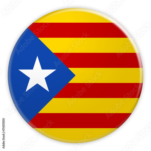 Free Download Estelada Blava Catalan Separatism Flag Button, Catalonia Independence News Concept Badge, 3d illustration on white background - GFXLoad