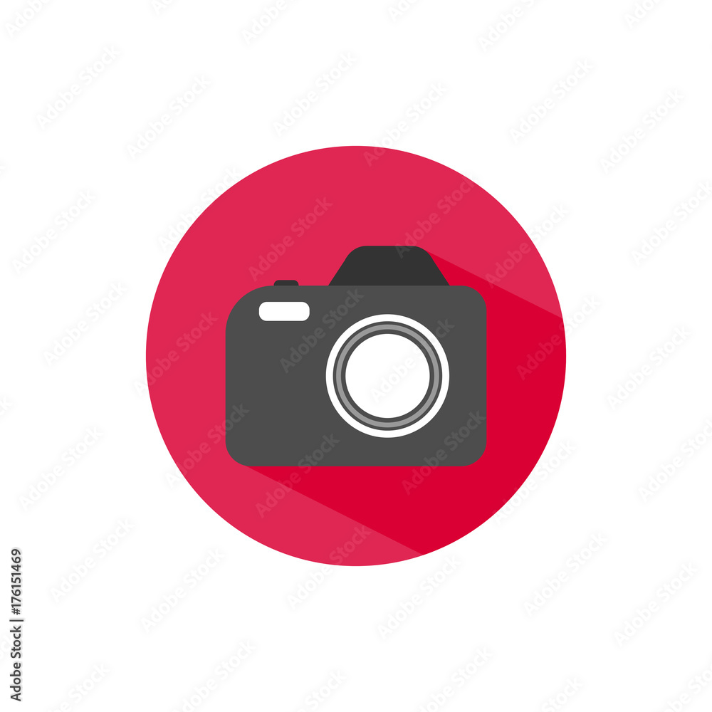 Photo camera round icon long shadow vector Photo camera round icon long shadow vector