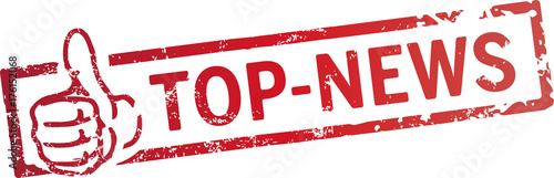 roter Stempel Top News mit Daumen