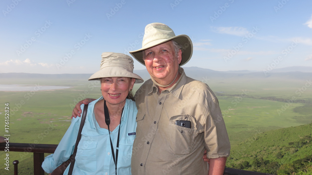 Bernie and Denise at Ngorogoro Crater overlook Bernie and Denise at Ngorogoro Crater overlook
