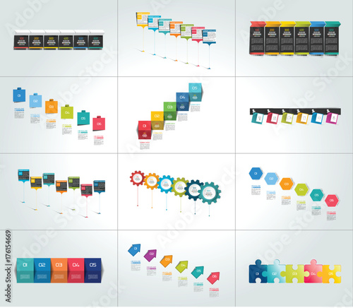 Mega set of timeline infographic templates, diagrams,  presentations.
