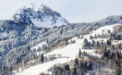 View of the mountain slope in the valley Gasteinl, Austria