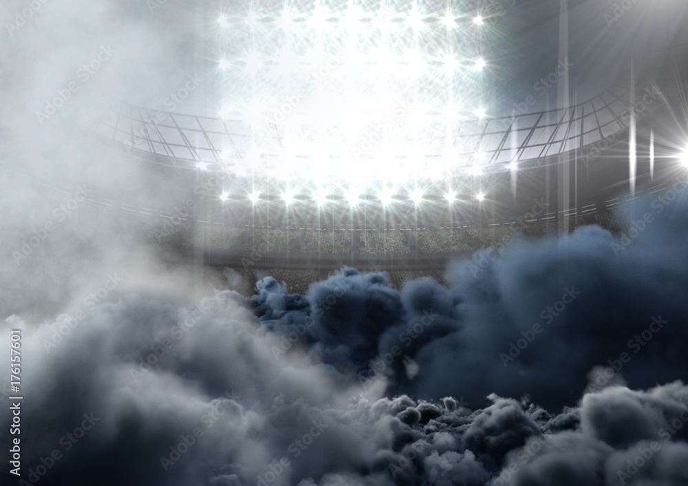 Fototapeta premium stadion futbolu amerykańskiego z dymem
