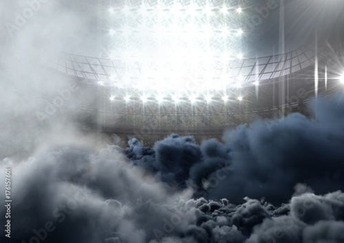 american football  stadium with smoke