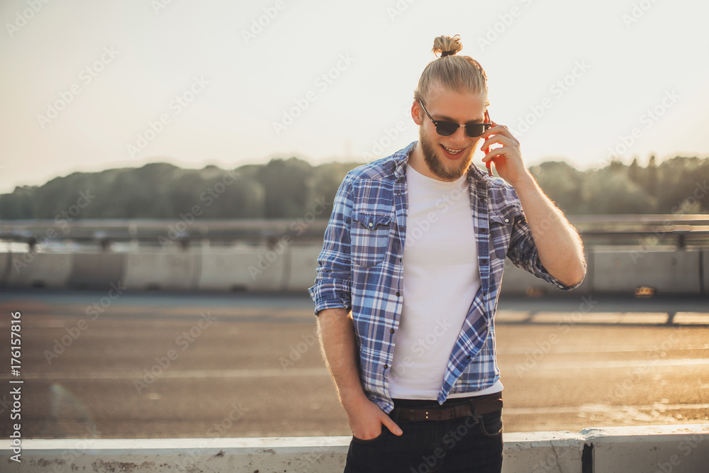 Young Happy Man Making a Call. Young Happy Man Making a Call.