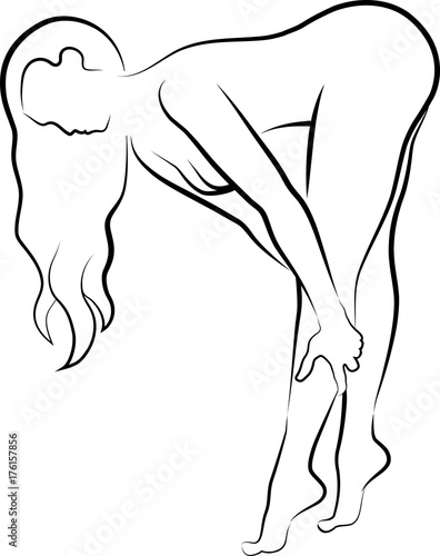 sketch of naked woman and woman in bikin