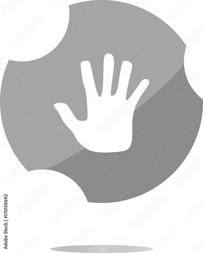 hand icon on web button . Flat sign isolated on white background hand icon on web button . Flat sign isolated on white background
