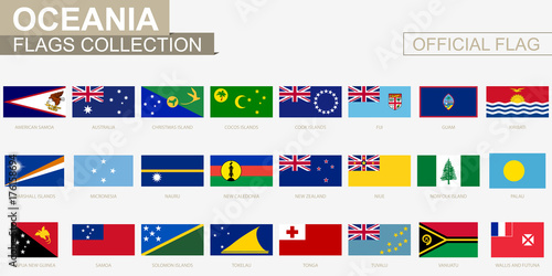 National flag of Ocenian countries, official vector flags collection.