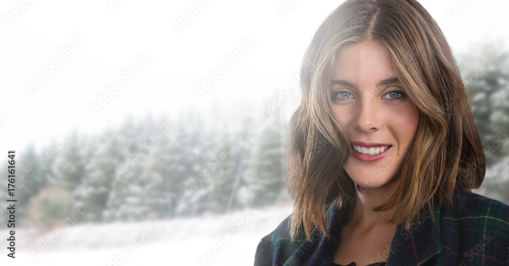 Woman in snow forest Woman in snow forest