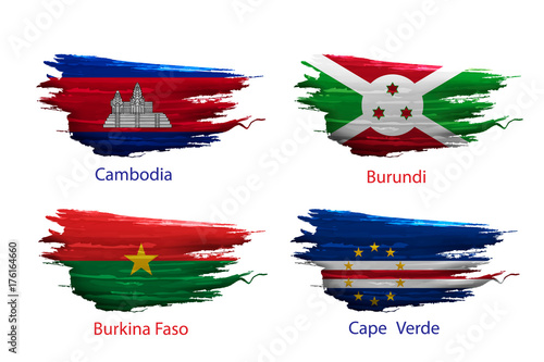 set smear paint of flag on white background