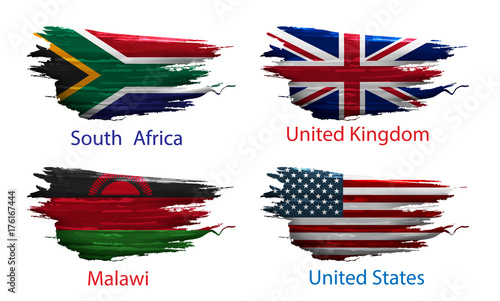 set smear paint of flag on white background
