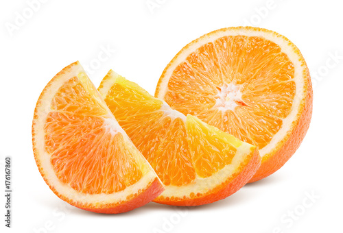 orange with slices isolated on a white background