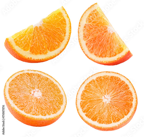 collection of orange slices isolated on a white background
