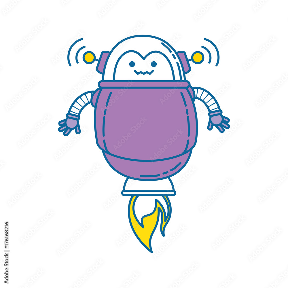 Fototapeta premium electronic robot with fire flame