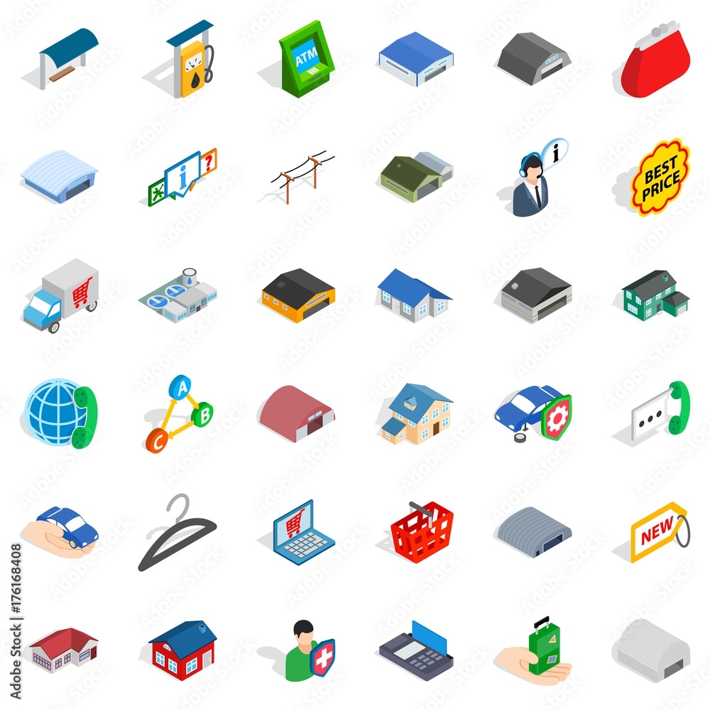 Bicycle icons set, isometric style Bicycle icons set, isometric style