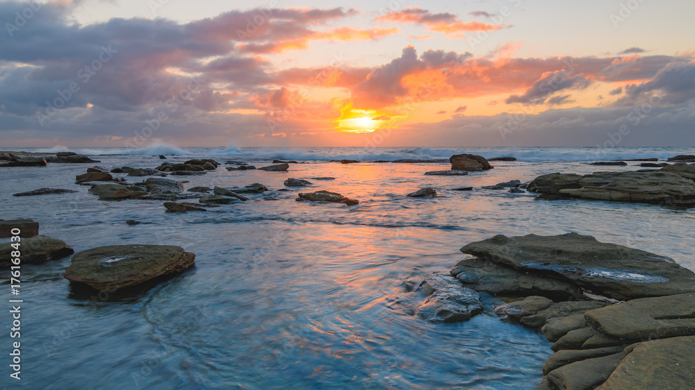 Early Morning Cloudy Seascape