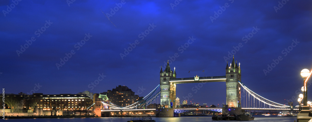 Tower Bridge at illuminated at dusk