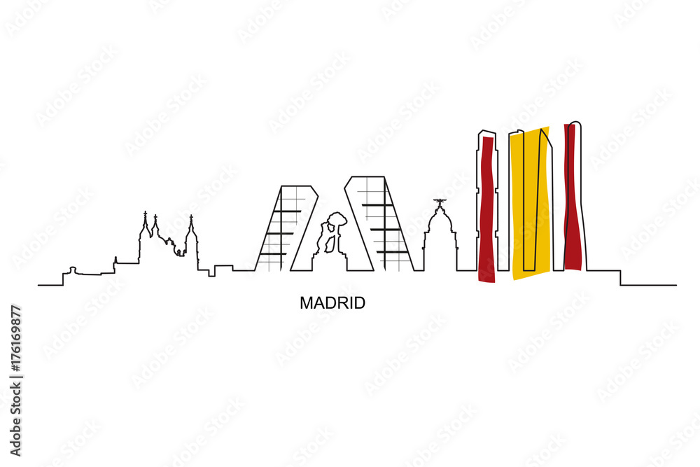 Naklejka premium Madrid city landmarks with Spain flag colors