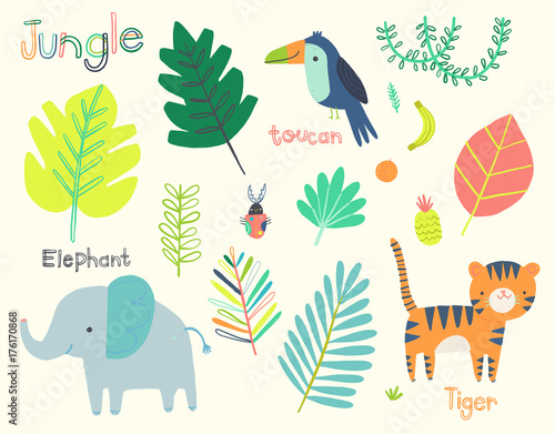 Cute jungle animal clip art set