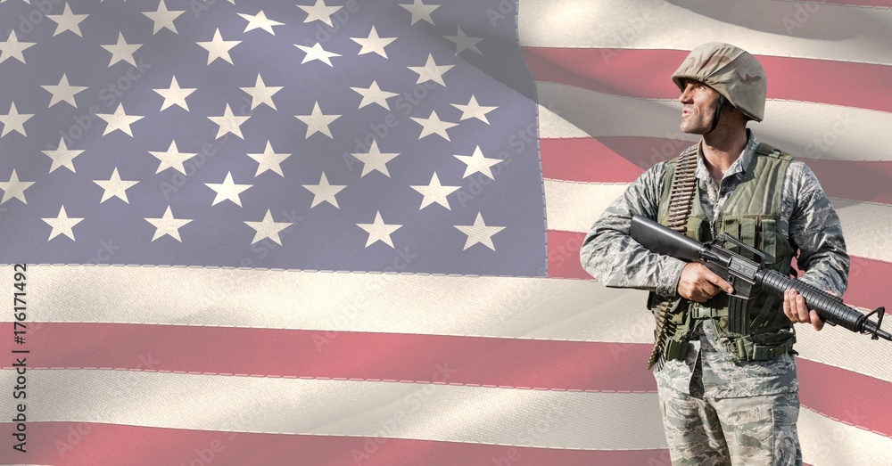 veterans day soldier in front of flag veterans day soldier in front of flag