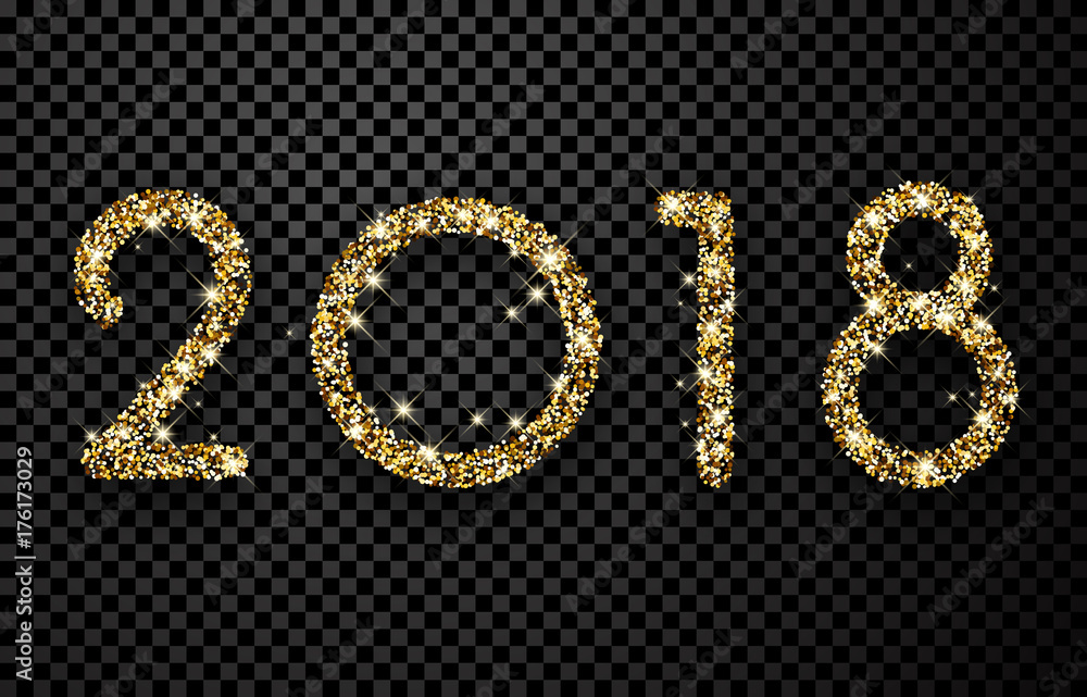 New Year background with golden 2018.