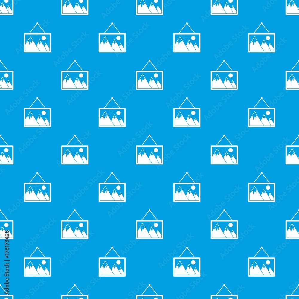 Painting with nature pattern seamless blue Painting with nature pattern seamless blue