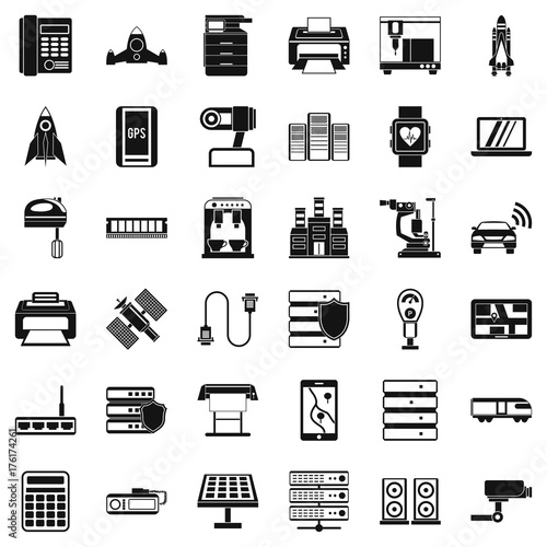 Server icons set, simple style