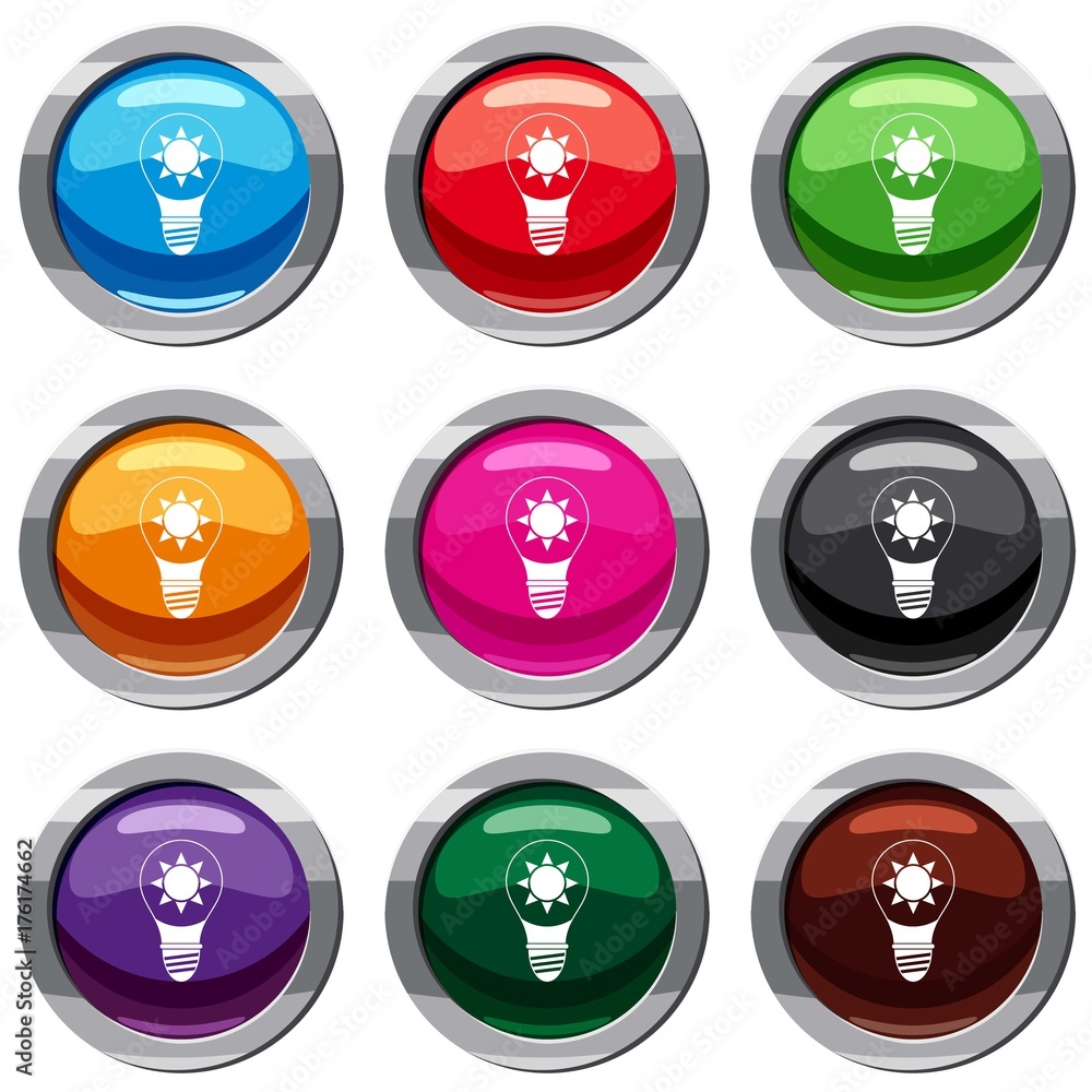 Light bulb with sun inside set 9 collection Light bulb with sun inside set 9 collection