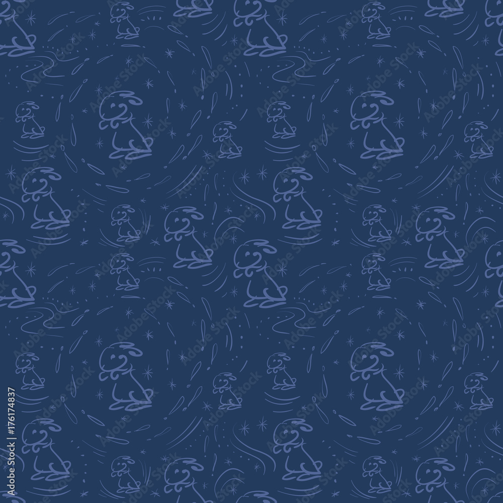 Seamless pattern winter rabbit Seamless pattern winter rabbit