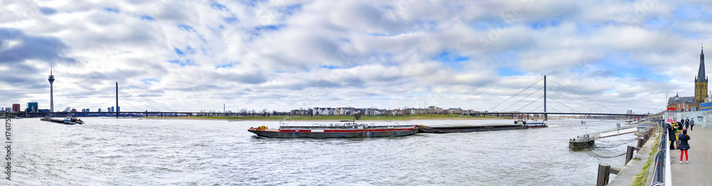 Panorama of Dusseldorf Harbor