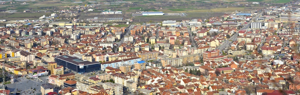 Aerial view of small town in Macedonia during summer