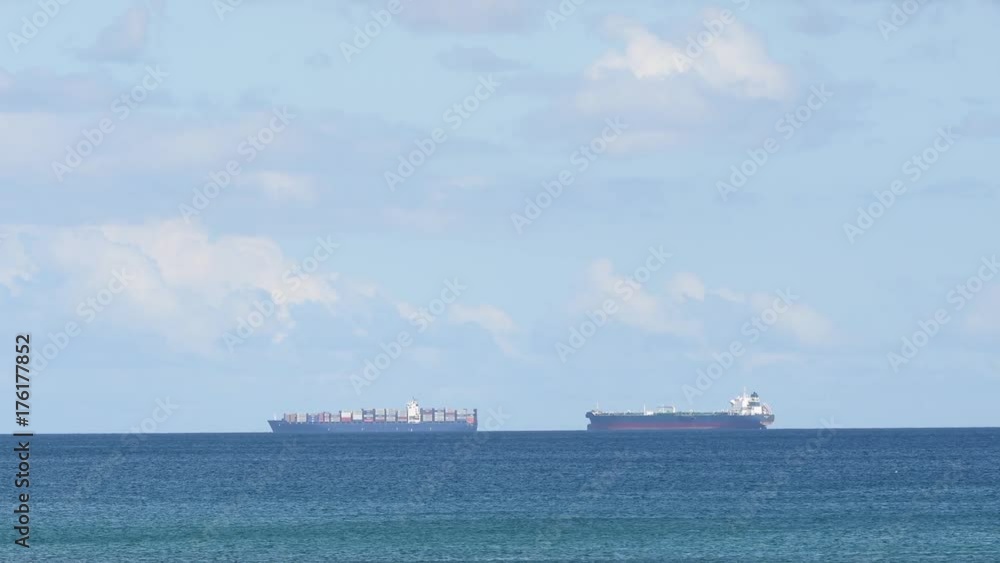 MAURITIUS, MAY 22, 2017. Cargo ships arriving at Port Louis, in Mauritius on May 22nd 2017. MAURITIUS, MAY 22, 2017. Cargo ships arriving at Port Louis, in Mauritius on May 22nd 2017.