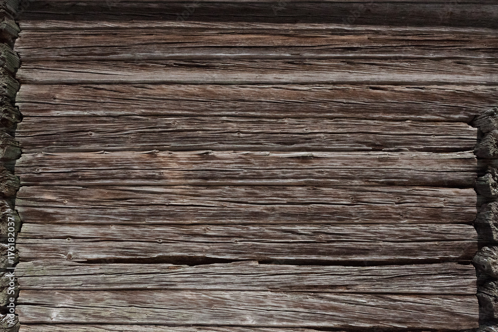 Fototapeta premium Old barn wooden wall outside in moonlight