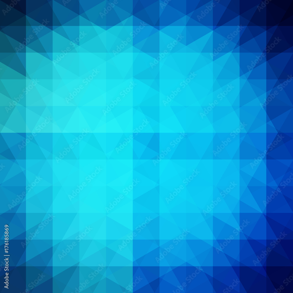 Obraz premium Geometric pattern, triangles vector background in blue  tones. Illustration pattern