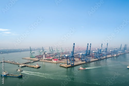 Fényképezés aerial view of tianjin port