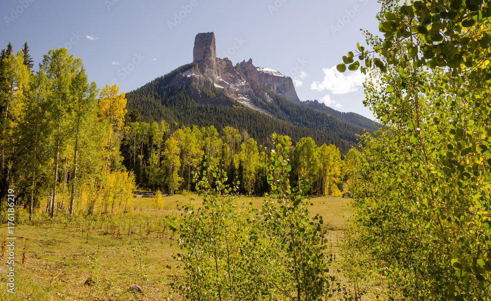 A rocky monolith in the fall
