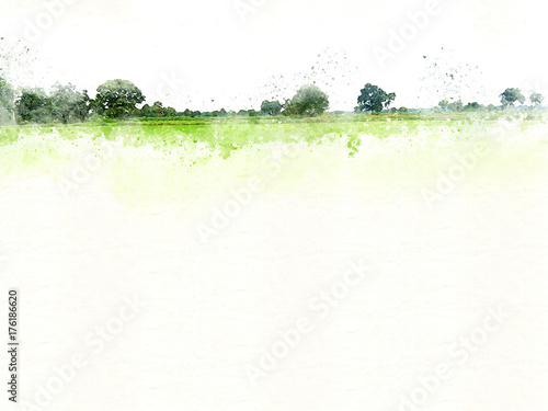 Obraz na płótnie Abstrakcjonistyczny Kolorowy drzewa i krajobrazu drzewo na akwarela obrazu tle.
