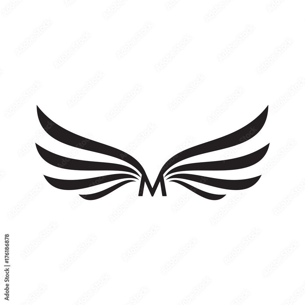 wing m letter logo template