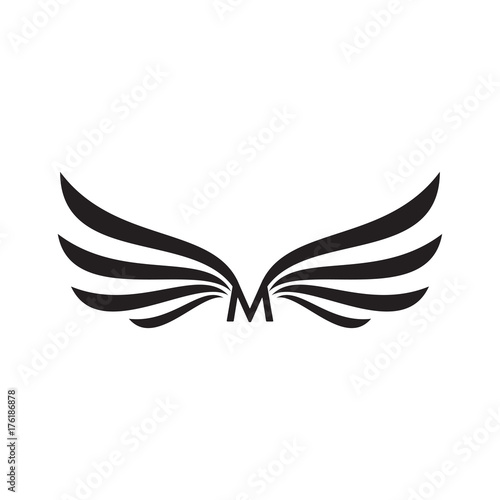 wing m letter logo template