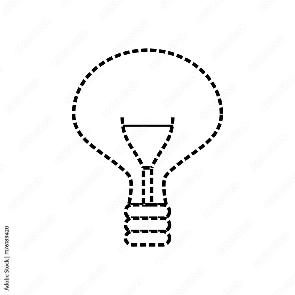 flat line uncolored light bulb sticker over white background vector illustration flat line uncolored light bulb sticker over white background vector illustration