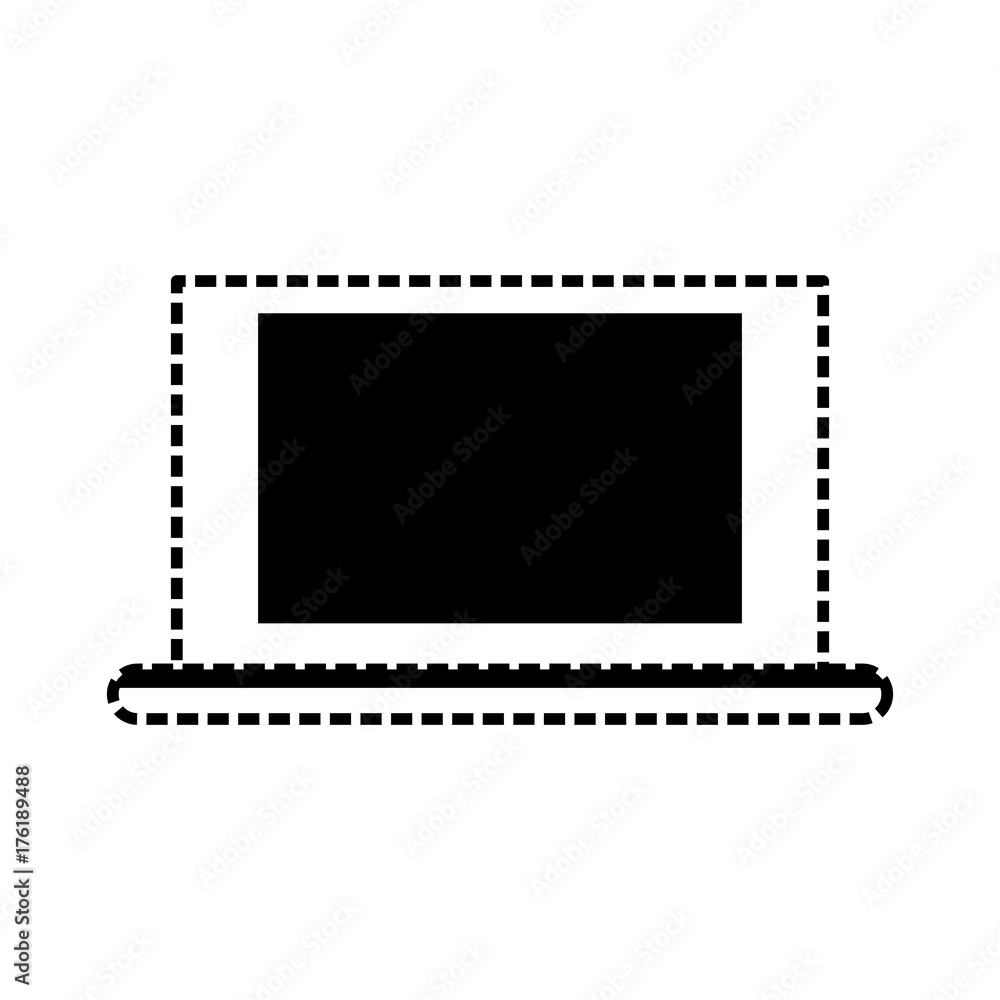 flat line  monochromatic  laptop  sticker over white background  vector illustration