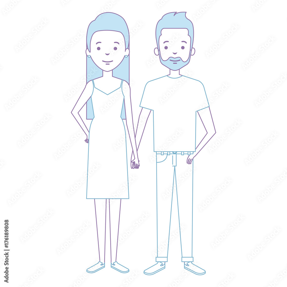 lovers couple avatars character vector illustration design