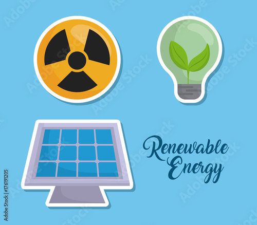 icon set of renewable energy concept over blue background colorful design vector illustration