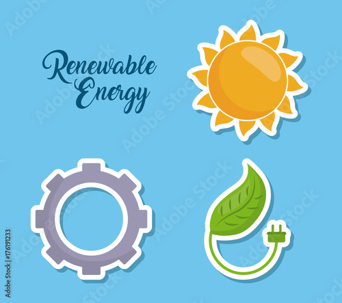 icon set of renewable energy concept over blue background colorful design vector illustration