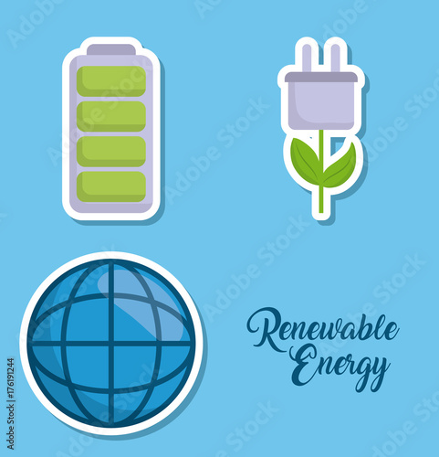 icon set of renewable energy concept over blue background colorful design vector illustration