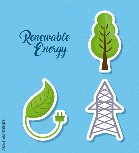icon set of renewable energy concept over blue background colorful design vector illustration