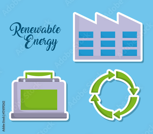 icon set of renewable energy concept over blue background colorful design vector illustration
