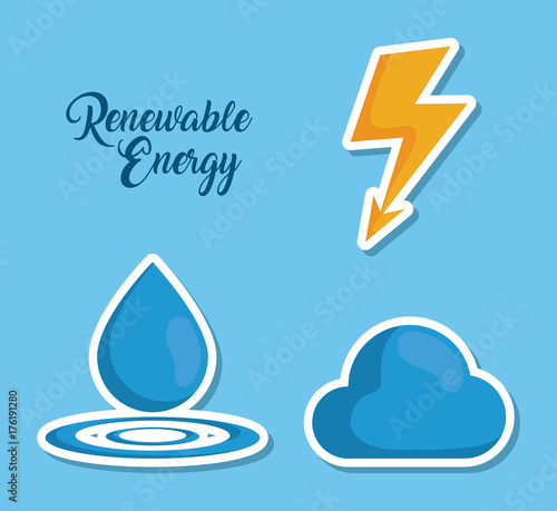 icon set of renewable energy concept over blue background colorful design vector illustration