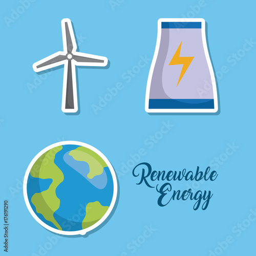 icon set of renewable energy concept over blue background colorful design vector illustration