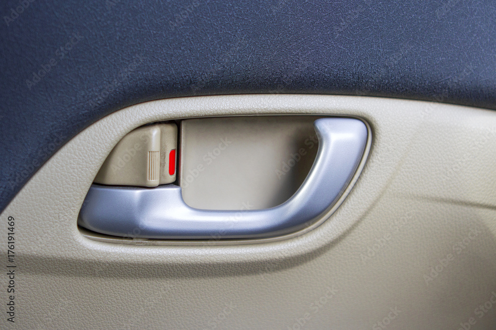 Car door handle from inside brown and dirty Car door handle from inside brown and dirty